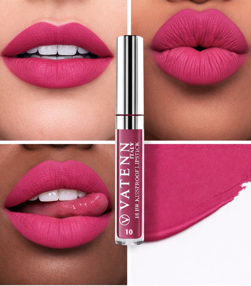VATENN ITALY 18 Hr Kissproof Lipstick 10 Matte liquid lipstick, Lead-Free ,No Dry Feel, Weightless Feel, Vinyl Ink Kissproof /Lip Lingerie Transfer-Proof, All Day Wear. - Image 2